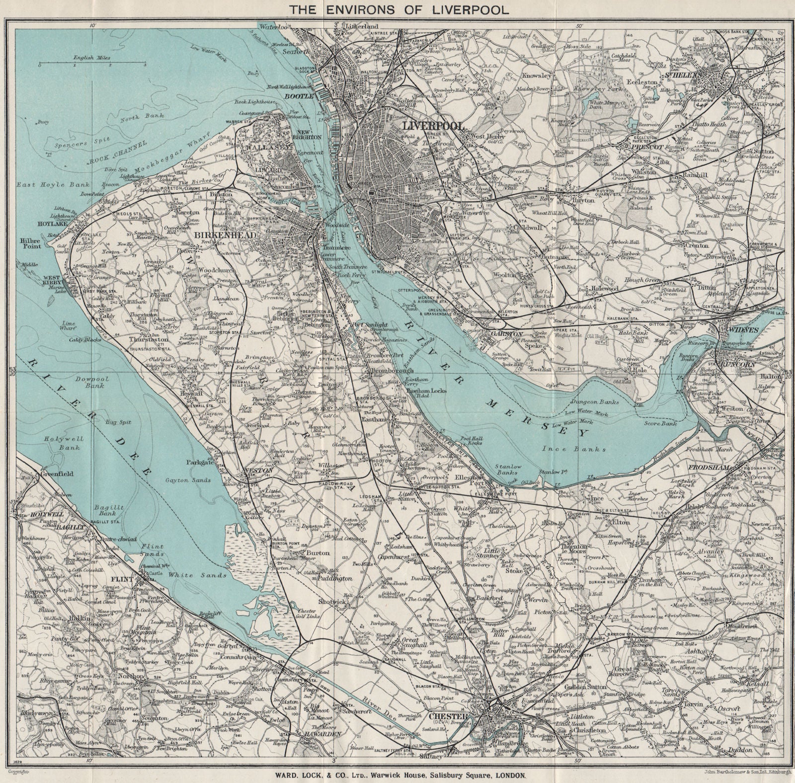 MERSEYSIDE DEESIDE Liverpool Wirral Chester Widnes St Helens Birkenhead 1936 map